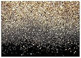 WOLADA Black and Gold Backdrop Golden Glitter Backdrop for Photography Wedding Birthday Baby Shower Party Photo Studio 8x6FT 11176