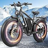 6000W Peak Dual Motor Ebike for Adults - 52V 34Ah Fast Electric Bike for Men Women 45 MPH,Up to 100 Miles,24" Fat Tire Lockable Suspension Electric Bicycle for Snow Off-Road Commuter Mountain E-Bike
