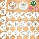 Konsait 20Pack Valentine's Day Cake Stencil Templates Decoration, Reusable Valentine's Day Cake Cookies Baking Painting Mold Tools, Dessert, Coffee Decorating Molds Cappuccino Mousse Hot Chocolate