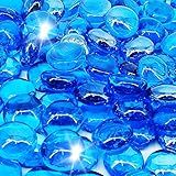 Kleuete 10 Pound Fire Pit Glass 1/2 Inch Reflective Round Fire Glass Drops Beads Rocks for Natural or Propane Fire Pit and Landscaping Pacific Blue