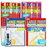 Word Find Puzzle Books for Adults Seniors - Set of 4 Jumbo Word Search Books with Large Print (Over 380 Pages Total with Bookmark)