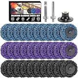 33 Pcs Diamond Sanding Discs Set, 2" Quick Change Easy Strip Wheels for Drill Die Grinder Accessories, Paint Remover Tool for Rust, Oxidation, Paint Removal with 1/4" Roll Lock Holder, Mix Color
