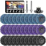 33 Pcs Diamond Sanding Discs Set, 2" Quick Change Easy Strip Wheels for Drill Die Grinder Accessories, Paint Remover Tool for Rust, Oxidation, Paint Removal with 1/4" Holder, Mix Color