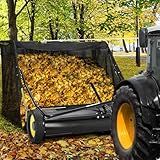 Petyee Tow Behind Lawn Sweeper 44 Inch, Large Capacity Heavy Duty Leaf & Grass Collector with Adjustable Sweeping Height, Dumping Rope Design for Picking Up Debris and Grass