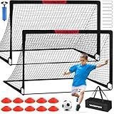 VAVOSPORT Soccer Goal, 2 of 6'x4' Kids Soccer Goals for Backyard Set, Portable Pop Up Soccer Net, Practice Soccer Training Equipment with Ball, Cones for Toddler,Youth Sports Outdoor Games Yard Play