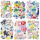 100pcs Y2k Holographic Aesthetic Stickers Pack,Preppy Waterproof Vinyl Decals for Water Bottle,Cup,Laptop,Scrapbook,Skateboard,Luggage,Phone,Bike.Cute Gifts for Kids, Girls, Teens, Boys