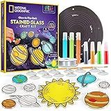 National Geographic Kids Window Art Kit - Stained Glass Solar System Arts & Crafts Kit with Glow in The Dark Planets, Use as Window Suncatchers, Hanging Decor from Ceiling, Mobile, Space Room Decor