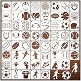 Sport Stencils for Painting on Wood Burning Patterns Football Stencils Volleyball Stencil Soccer Ball Paint Template on Art Craft Canvas Wall Fabric Rock (60pcs Sport)