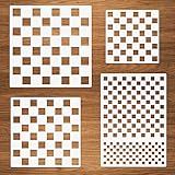 Chess Board Stencils - 4 Pcs Assorted Sizes Reusable Mylar Plastic Templates for Painting on Wood, Pillows, Wall, Scrapbook, Card Making, DIY Craft