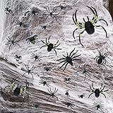 1000 sqft Spider Webs Halloween Decorations with 77 Fake Spiders, Super Stretch Cobwebs for Halloween Indoor and Outdoor Decor