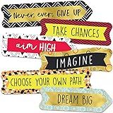 Carson Dellosa 56-Piece Aim High Motivational Banners, Colorful Cardstock Cutouts With Positive Affirmations for Bulletin Board, Posterboard, and Classroom Decor