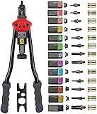 ZIOJOVK 16”Hand Rivet Nut Tool,Professional Rivet Nut Setter Kit with 13 Mandrels（M3 M4 M5 M6 M8 M10 M12 SAE 8-32,10-24, 1/4-20, 5/16-18, 3/8-16,1/2-13）And 125 PCS Rivets Nuts