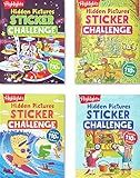 Highlights Hidden Pictures Sticker Challenge Sticker Book Set for Kids Ages 6 and Up, 4-Pack, 64 Pages of Seek and Find Activities, Double as Coloring Books, 440+ Stickers