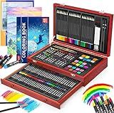 iBayam Art Supplies, 150-Pack Deluxe Wooden Art Set Crafts Drawing Painting Kit with 2 -Sketch Pads, 1-Coloring Book, Gift Box for Kids Adults Artist Beginners Teens Girls Boys 5 6 7 8 9 10 11 12