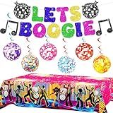 Disco Party Decorations Banner Disco Ball Hanging Swirls Disco Party Tablecloth for Back To 60s 70s 80s 90s Dance Party Retro Disco Party Supplies (Disco)