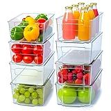 Utopia Home - Fridge & Refrigerator Organizer Bins (8 Pack), Clear Stackable Durable Plastic Storage Containers with Easy Grip Handles for Pantry, Kitchen Cabinets & Countertops