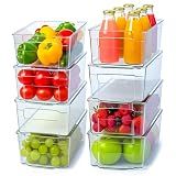 Utopia Home - Fridge & Refrigerator Organizer Bins (8 Pack), Clear Stackable Durable Plastic Storage Containers with Easy Grip Handles for Pantry, Kitchen Cabinets & Countertops (8)