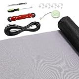 FLYZZZ Windows Screen Door Repair Kit Fiberglass Mesh 48''x197'' Black Window Screen Repair Kit Replacement Mesh Tool for Patio Screen Sliding Door Screen (Black, 48X197'')