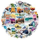 51Pcs United States Map Stickers,Travel USA Waterproof Vinyl Stickers for Water Bottles Laptop Computer Phone Scrapbook, Map Sticker Gifts for Kids Teens Adults