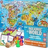 QUOKKA Board Game 1 to 10 Players - Learning, Educational - Geography, World - 100 Question Cards, Top Facts - Indoor, Outdoor - Kids, Teens, Adults, Family