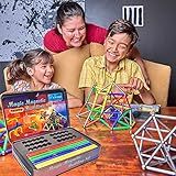 CMS MAGNETICS - (156-Piece Multi-Color Magnet Building Toy Tin Box Case Construction Sticks Set STEM Educational Learning Activity for Brain Development, Creativity, Imagination, Attention Span