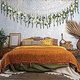 Juexica Artificial Hanging Eucalyptus Wall Decor Boho Bedroom Wall Decor with LED String Light for Home Office Farmhouse Nursery Bathroom Kitchen