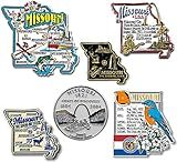 Missouri Six-Piece State Magnet Set by Classic Magnets, Includes 6 Unique Designs, Collectible 3D Rubber Vintage-Style Souvenirs and Gifts Made in The USA