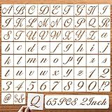 DZXCYZ 2 Inch Letter Symbol Stencils for Painting on Wood, 65 Pcs Alphabet Drawing Templates with Calligraphy Large Font and Cursive Letters Numbers Signs, Reusable Plastic Art Craft Stencils
