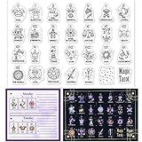 GLOBLELAND Mystic Tarot Pattern Silicone Clear Stamp Magic Transparent Stamp Fantasy Diary Clear Stamps for Scrapbook Journal Card Making 4.3 x 6.3 Inch