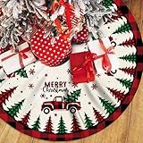 Christmas Tree Skirt Red Buffalo Plaid Xmas Tree Skirts Mat 48 Inches for Indoor Outdoor Christmas Tree Holiday Party Merry Christmas Signs Tree Skirts for Holiday Decorations