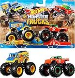 Hot Wheels Monster Trucks 2-Pack, Demolition Doubles Set of 2 Toy Vehicles in 1:64 Scale, for Kids & Collectors (Styles May Vary)