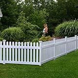 3ft H x 6ft W (1 Panel + 1 Post) No Dig WamBam Newport Fence Kit, White Vinyl Picket Fences, Easy Install Outdoor Fencing for Backyard or Patio, DIY Decorative Border, ZP19002