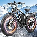 6000W Peak Dual Motor Ebike for Adults - 52V 34Ah Fast Electric Bike for Men Women 45 MPH,Up to 100 Miles,24" Fat Tire Lockable Suspension Electric Bicycle for Snow Off-Road Commuter Mountain E-Bike