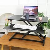Panana Standing Desk Converter, Height Adjustable Sit to Stand Up Workstation, Dual Monitor and Laptop with Wide Keyboard Tray for Home Office (31.5")