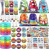 144 Pcs Transportation Party Favors Transportation Birthday Party Favors Transportation Vehicle Truck Stickers DIY Stickers Drawstring Bags Mini Notepads Keychain Button Pins Flexible Soft Pencil
