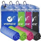 YQXCC 4 Pack Cooling Towels (47"x12"), Ice Cool Neck Towel, Soft Breathable Microfiber for Yoga, Golf, Gym, Running, Camping & Hot Weather