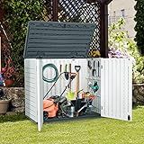 YITAHOME Outdoor Resin Storage Sheds, 39 in Height Lockable Waterproof Horizontal Shed w/o Shelf, Easy to Assemble Shed Storage for Garden Tools, Light Gray