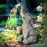 GIGALUMI Solar Garden Decor Watering Elephant Statues Outdoor, Birthday Gifts for Women Mom Grandma Senior Elder, Elephant Ornament for Balcony, Garden, Patio, Yard, Lawn (Constant Lights Only)