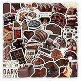 Chocolate Stickers Pack, 50Pcs Aesthetic Cute Vinyl Decals,Cartoon Food Delicate Gift Sticker for Hydro Flask, Laptop, Water Bottle, Guitar Skateboard, Luggage,Decal for Teens, Girls (Chocolate)
