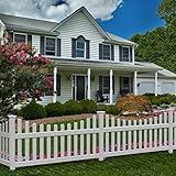 3.5ft H x 6ft W (1 Panel + 1 Post) No Dig WamBam All American Fence Kit, White Vinyl Picket Fence, Easy Install Outdoor Fence for Backyard or Patio, DIY Decorative Fencing, ZP19041