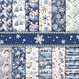 Konsait 24 Sheets Winter Scrapbook Paper 6x6, Single Sided Origami Papers Snowman Snowflake Decorative Papers Winter Cardstock Christmas Paper Craft for Card Making Scrapbook Supplies