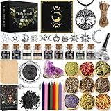 Witchcraft Supplies Kit for Spells, 56 PCS Witch Box Include Dried Herb Crystal Candles Amethyst Cluster Parchment, Wiccan Supplies and Tools, Beginner Witchcraft Kit Witch Stuff for Pagan Rituals