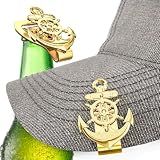 Anchor and Helm Hat Clip Bottle Opener - Gold Plated 3D Nautical Elegance for Boating Enthusiasts - Perfect for Maritime Adventures and Gifts