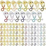 MTLEE Stethoscope Brooch Pins Nurse Week Gifts, Daisy Flower Enamel Lapel Pin Clothing Bags Decoration Brooch for Medical Doctor Nurse Graduation Presents, Assorted Colors (Stethoscope,15 Pieces)