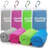 RUENVUE 4 Pack Cooling Towels (40"x 12"), Soft Breathable Gym Towels, Outdoors Ice Towel for Neck and Face, Camp Essentials Microfiber Sweat Towels for Gym, Run, Yoga, Workout, Travel, Climb