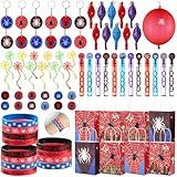 Vanblue 84Pcs Spider Party Favors Hero Theme Birthday Party Decorations Supplies for Kids,Gift Bag,Button Pins,Keychains Goodie Bag Stuffers,Classroom Rewards Gifts,Pinata Stuffers for Boys Movie Fans
