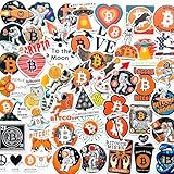 50-Piece Bitcoin Crypto Sticker Pack – Cryptocurrency Decal for Laptop, Water Bottle, Phone, Journal – Waterproof Vinyl, Aesthetic Space Miner, Gift for Traders & Investors