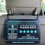Nebudo Compatible with Lyft Uber (2-Pack) Tips Rating Appreciated Rideshare Accessories – 7” x 5” – Interior Acrylic Headrest Sign - Rate Me Tip No Smoking for 5 Star Rides for Ride-Share Drivers