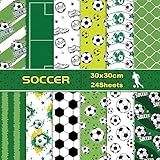 24 Sheet Sports Soccer Scrapbook Paper 12" x 12" Soccer Pattern Paper Sports Scrapbook Paper Soccer Ball Field Scrapbook Paper Double-Sided Sport Decorative Craft Paper Soccer Scrapbook Supplies