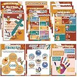 gisgfim Boho Bible Posters for Classroom Religious Posters 14 x 11 in Groovy Books of The Bible Bulletin Board Ten Commandments Poster Christian Wall Decor for Sunday School VBS Decorations Supplies